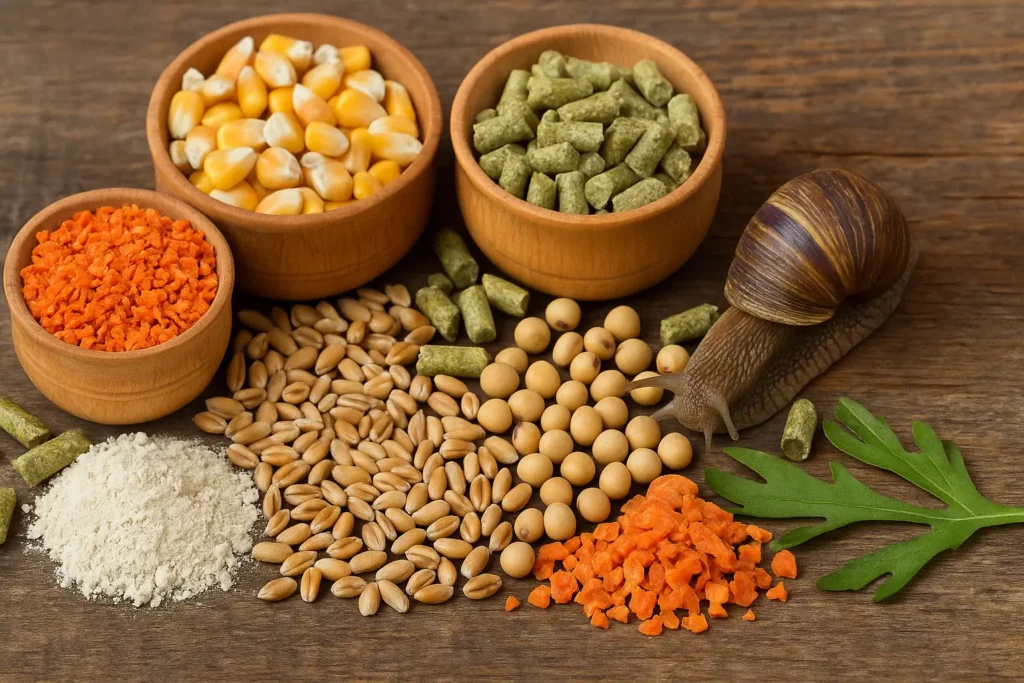 Alimentation naturelle escargots – mélange de céréales, luzerne, carotte et calcium pour un élevage sans produits chimiques