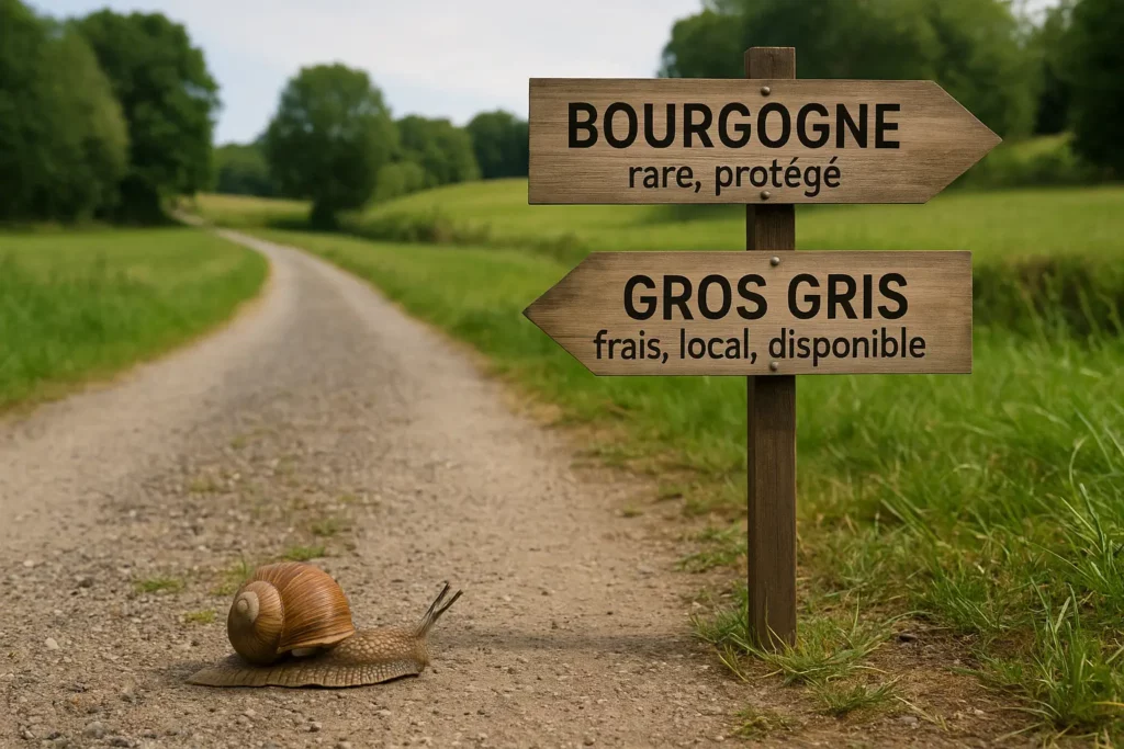 Choix entre escargots de Bourgogne rares et escargots Gros Gris locaux – décision naturelle