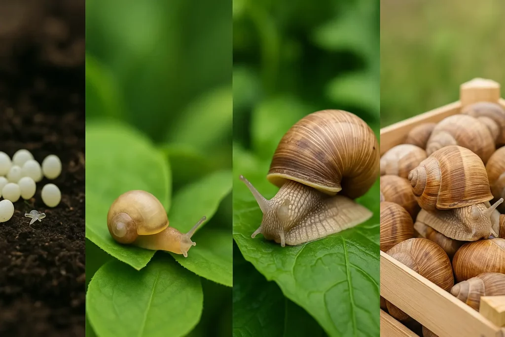 Cycle de vie escargot de l’œuf à l’assiette – élevage naturel en Europe