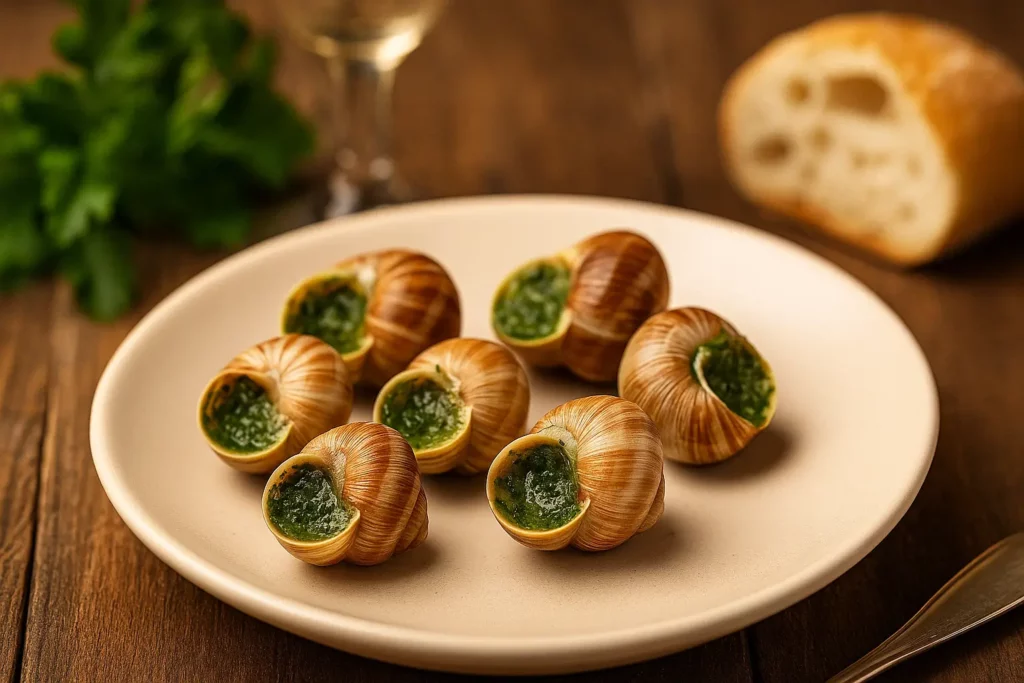 Plat cuisiné d’escargots comestibles – idéal pour découvrir Gros Gris ou Petit Gris